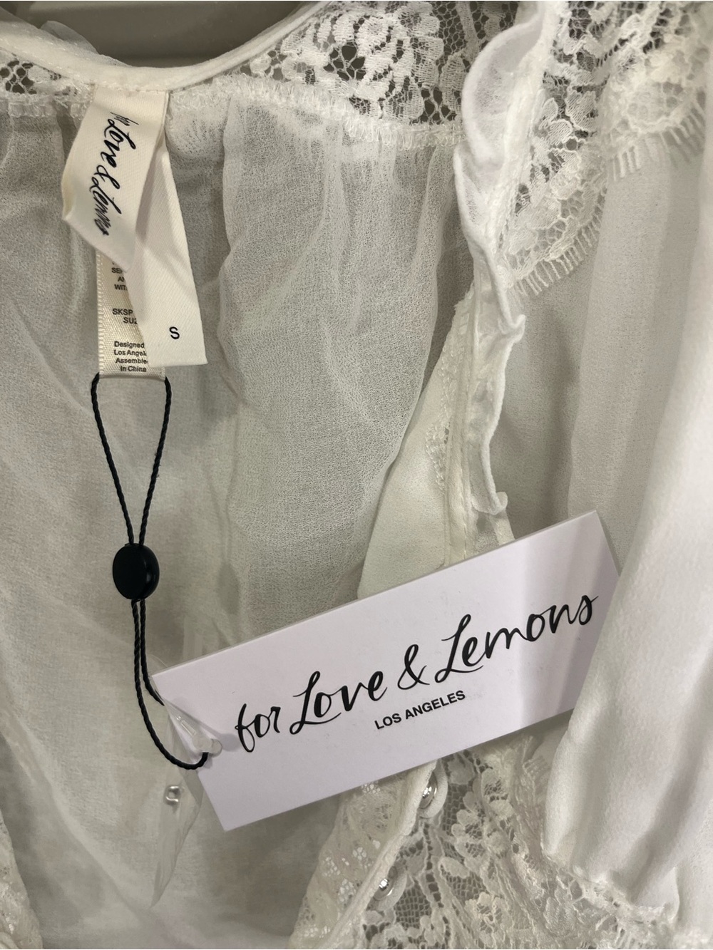 For Love & Lemons White Lace Sheer Blouse - Picture 3 of 5